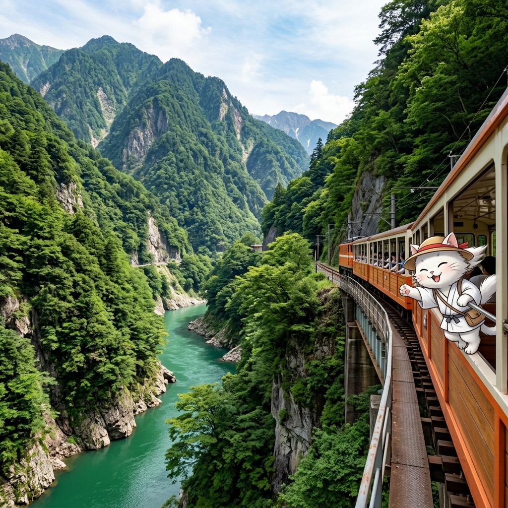 Beyond the Bullet Train: 5 Breathtaking Scenic Railways in Japan Kurobe Gorge Torokko Train with Matatabi Taro