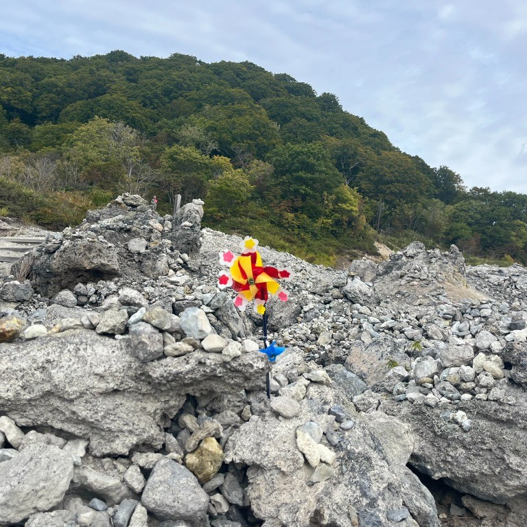 Lake Usori at Mount Osore with Pinwheels