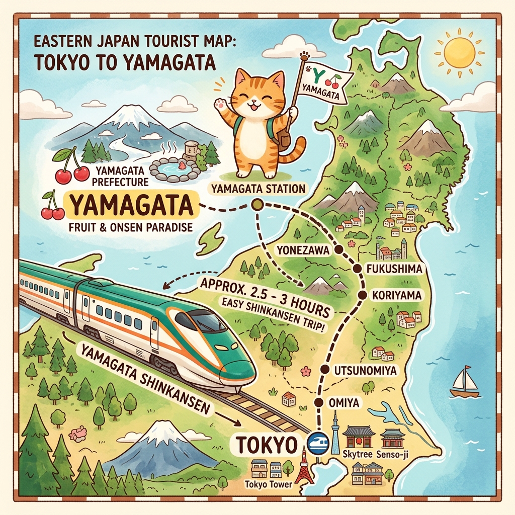 Matatabi Taro's Spectacular Adventures: Discover the Mystical Mountain Faith and Ultimate Noodle Kingdom of Yamagata Prefecture Yamagata Map