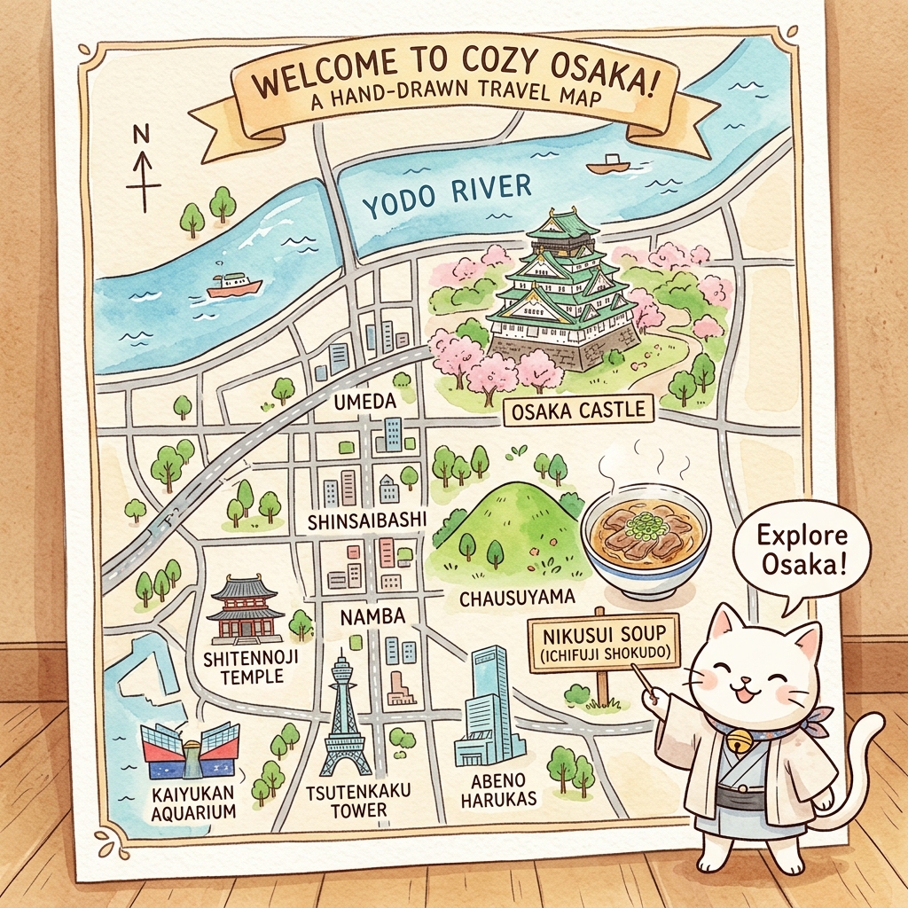 Uncovering Osaka Castle: From Bloody Sieges to Modern Soul Food Osaka Illustrated Map