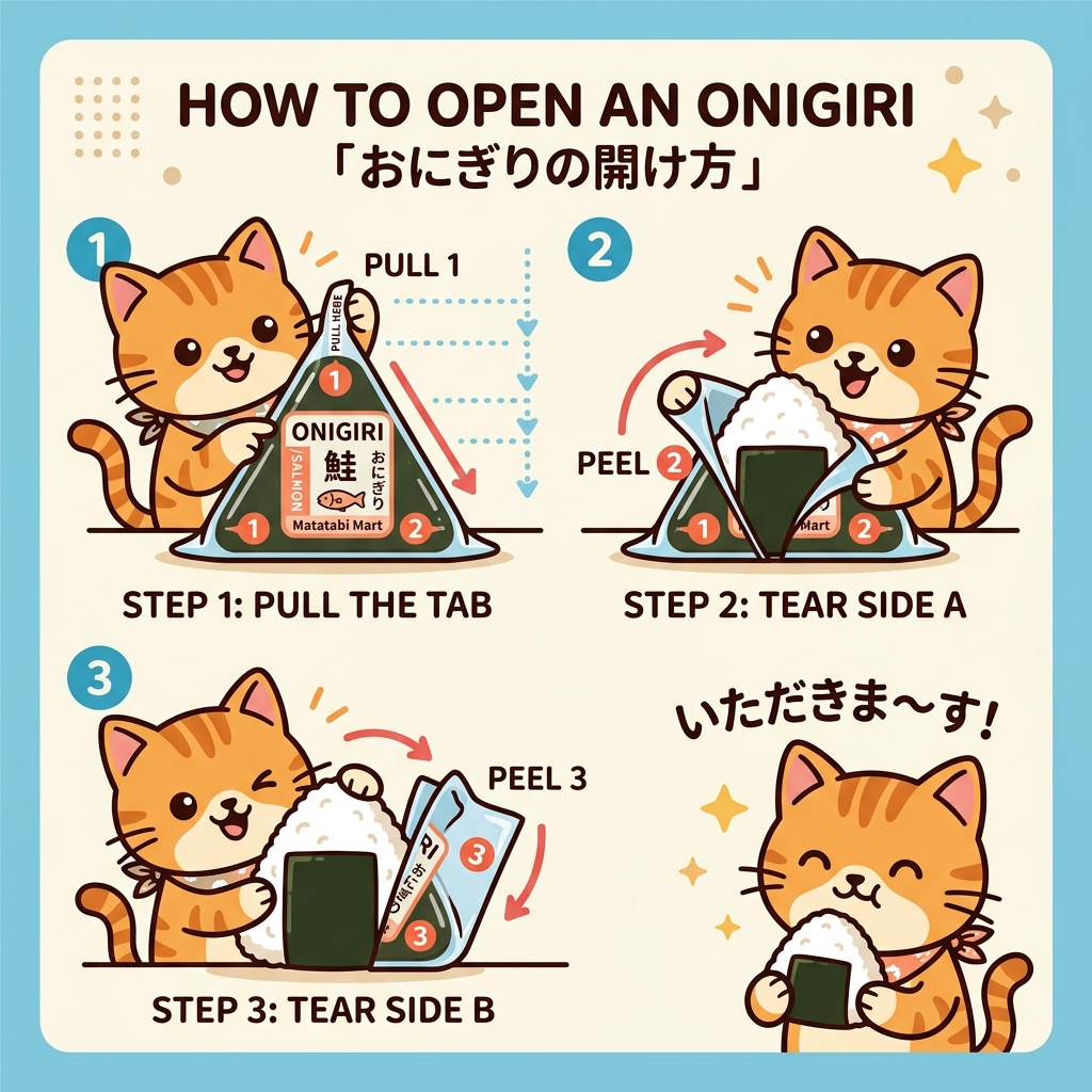 Matatabi Taro's Ultimate Guide: Surviving and Thriving in Japanese Convenience Stores (Conbini) How to open Onigiri